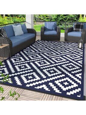Outdoor Rug 4'x6' Waterproof, Reversible Mats, Outdoor Area Rug, Plastic Carpet